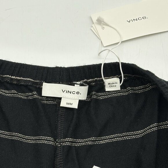 Vince Size Medium Black Knit Double Chalk Stripe Drawstring Lounge Shorts NWT - Picture 6 of 9